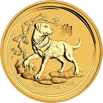 1/10 Unze Goldmünze Lunar II Hund 2018