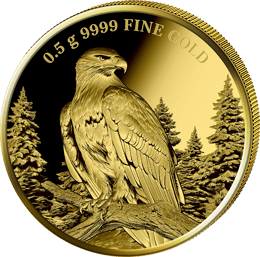 0,5g Gold Heimische Tiere Steinadler 2025 (Auflage: 5.000 | Polierte Platte)