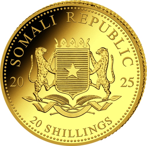0,5g Gold Somalia Elefant 2025 (Polierte Platte)