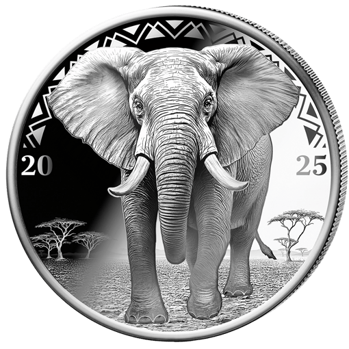1 Unze Silber African Animals Elefant 2025 (Auflage: 1.000 | Polierte Platte)