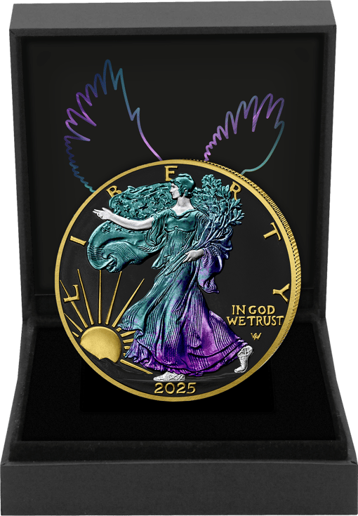 1 Unze Silber American Eagle Hologramm Black Ruthenium 2025 (Auflage: 100 | teilvergoldet)