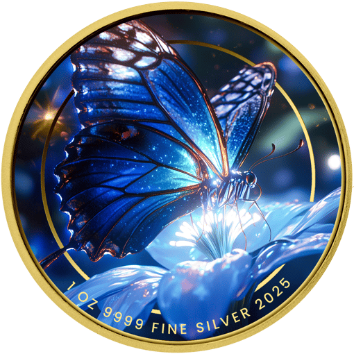 1 Unze Silber Blauer Schmetterling 2025 (Auflage: 100 | teilvergoldet)