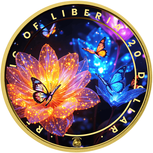 1 Unze Silber schimmernder Schmetterling 2025 (Auflage: 100 | teilvergoldet)