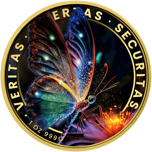 1 Unze Silber schimmernder Schmetterling 2025 (Auflage: 100 | teilvergoldet)