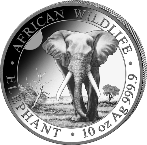 Silber Somalia Elefant First Struck Set 2025 (Auflage: 300 Stück)