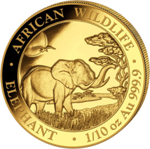 1/10 Unze Gold Somalia Elefant 2019