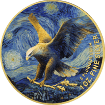 1 Unze Silber Eagle 2024 Van Gogh (Auflage: 100 | teilvergoldet)