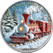 1 Unze Silber American Eagle Christmas Train 2024 (Auflage: 2.024)