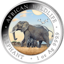 1 Unze Silber Somalia Elefant 2022 Tag Design (Auflage: 5.000 | coloriert)