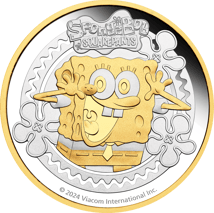 2 Unze Silber SpongeBob Schwammkopf 2024 (Auflage: 2.000 | teilvergoldet | Polierte Platte)