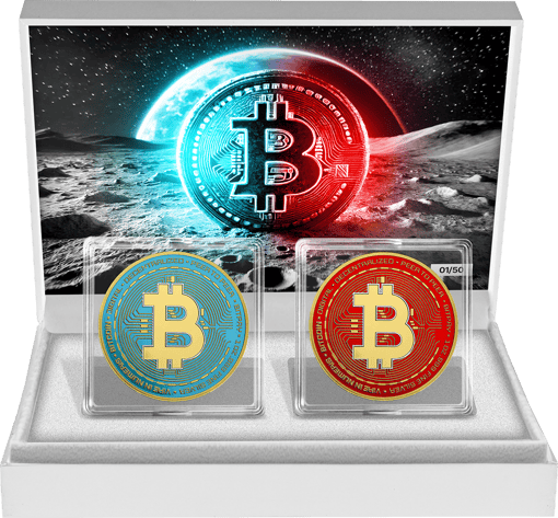 Space Red & Space Blue Bitcoin Silber Set (Auflage: 50 | teilvergoldet)