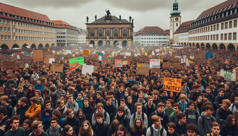 „Woche der Demokratie“: Schüler marschieren für Vielfalt und gegen Rechts in Oberhausen